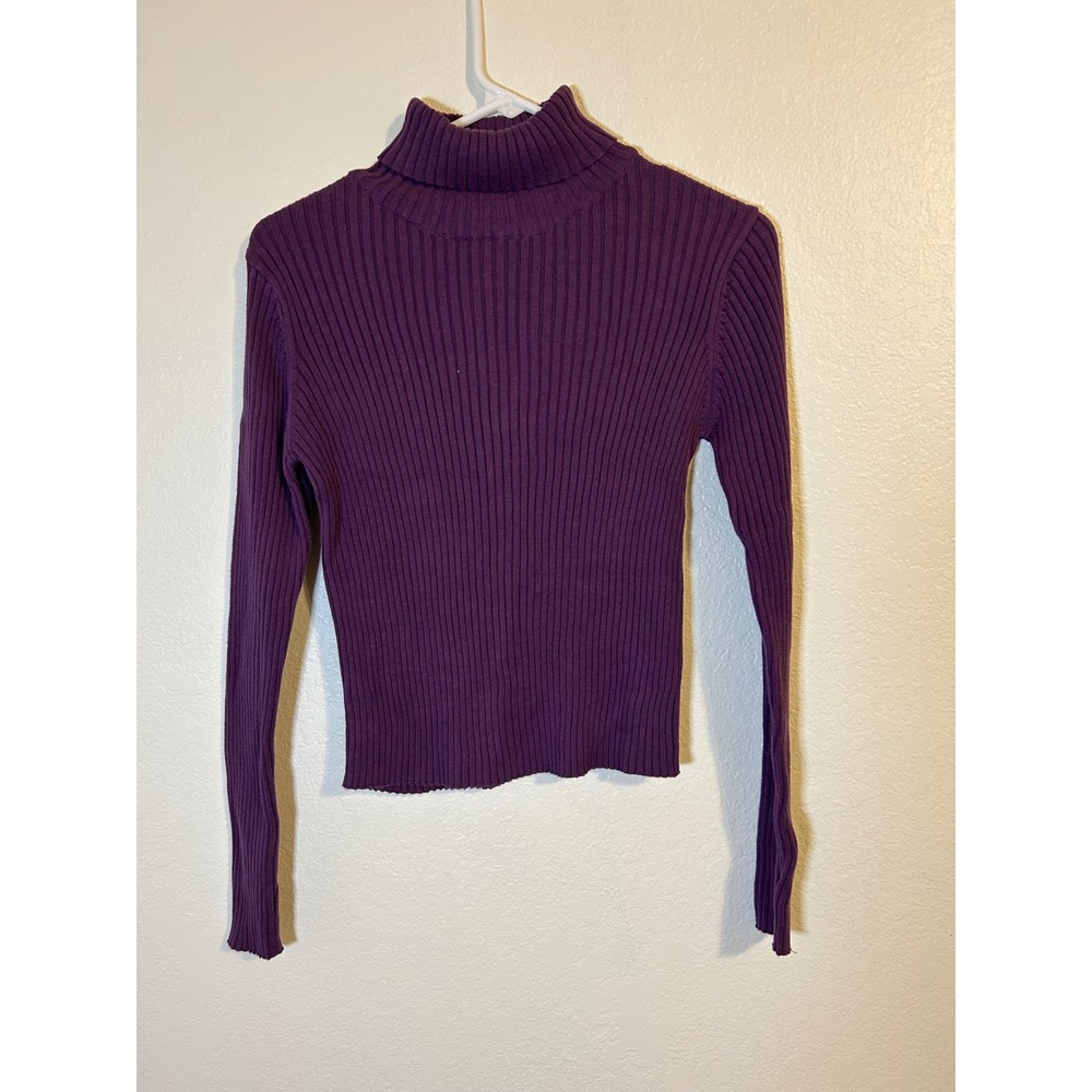 Cherokee Girls Purple Ribbed Turtleneck Sweater Cotton Knit Long Sleeve XL 14/16